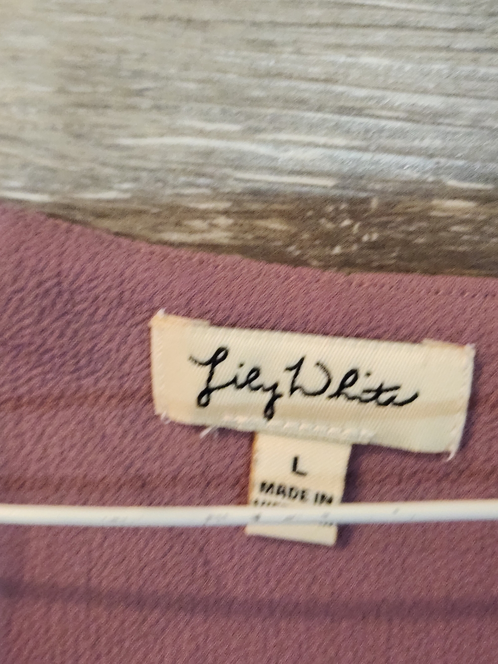 Lily White Dusty Mauve Wrap Peplum Tie Blouse Size Large - Picture 4 of 5